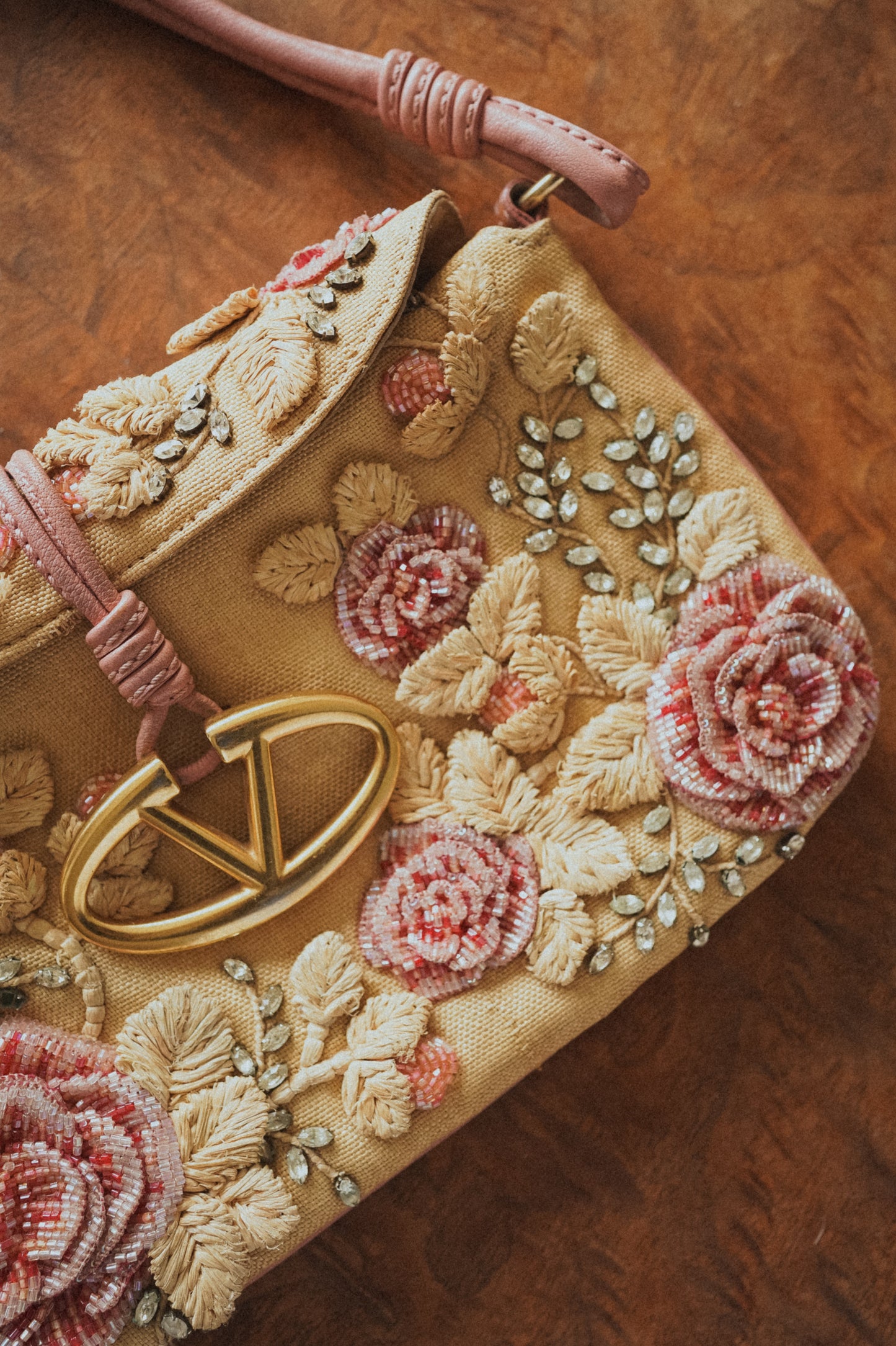 Valentino Garavani Floral Beaded Shoulder Bag
