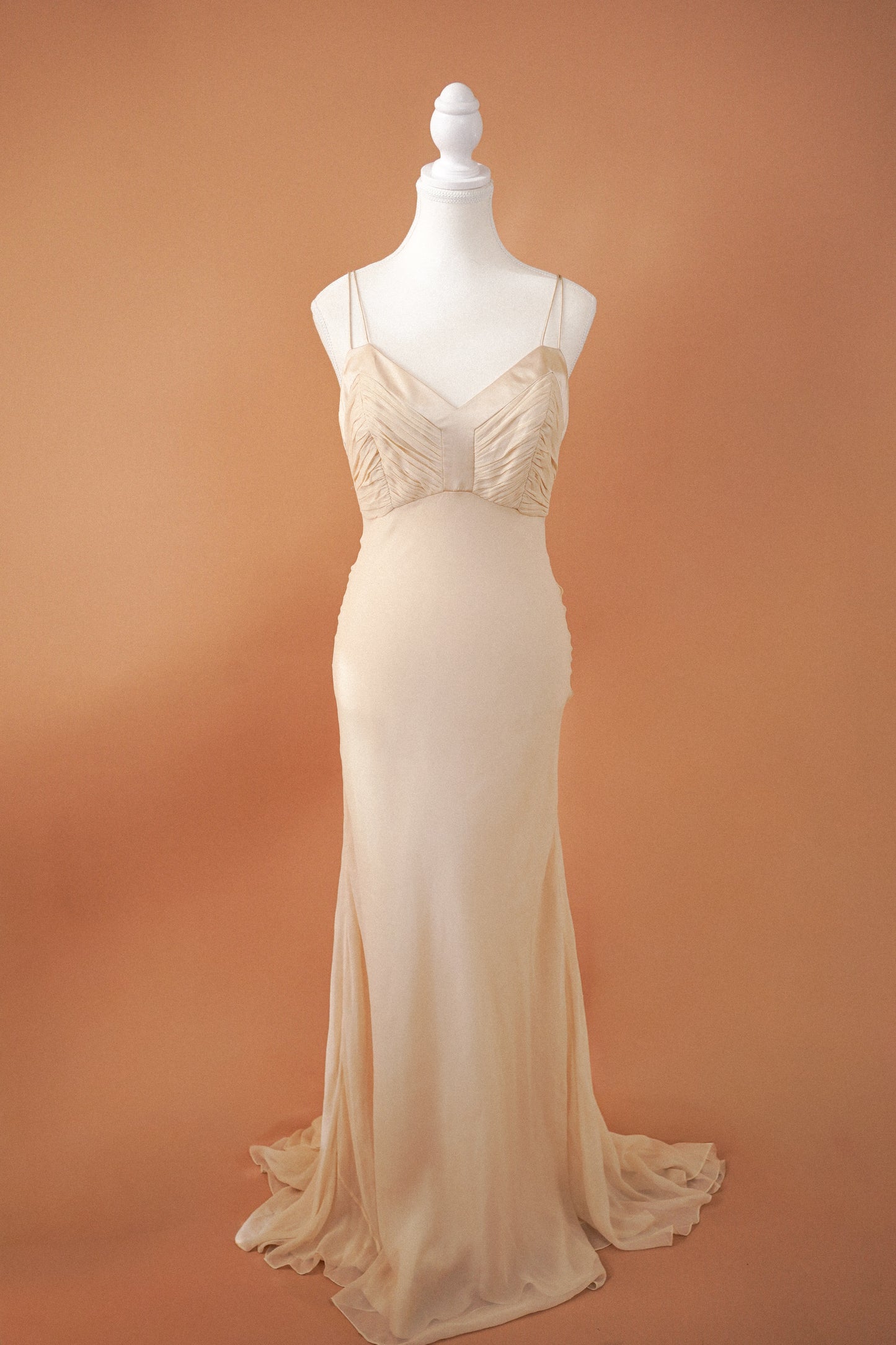 Badgley Mischka Silk Ivory Gown (M)