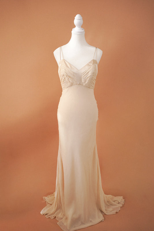 Badgley Mischka Silk Ivory Gown (M)