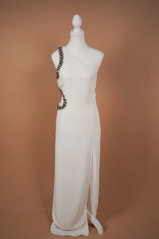 Roberto Cavalli Embellished White Gown (M)