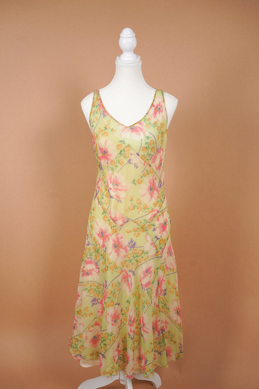 Ralph Lauren Vintage Silk Green Floral Dress (M)