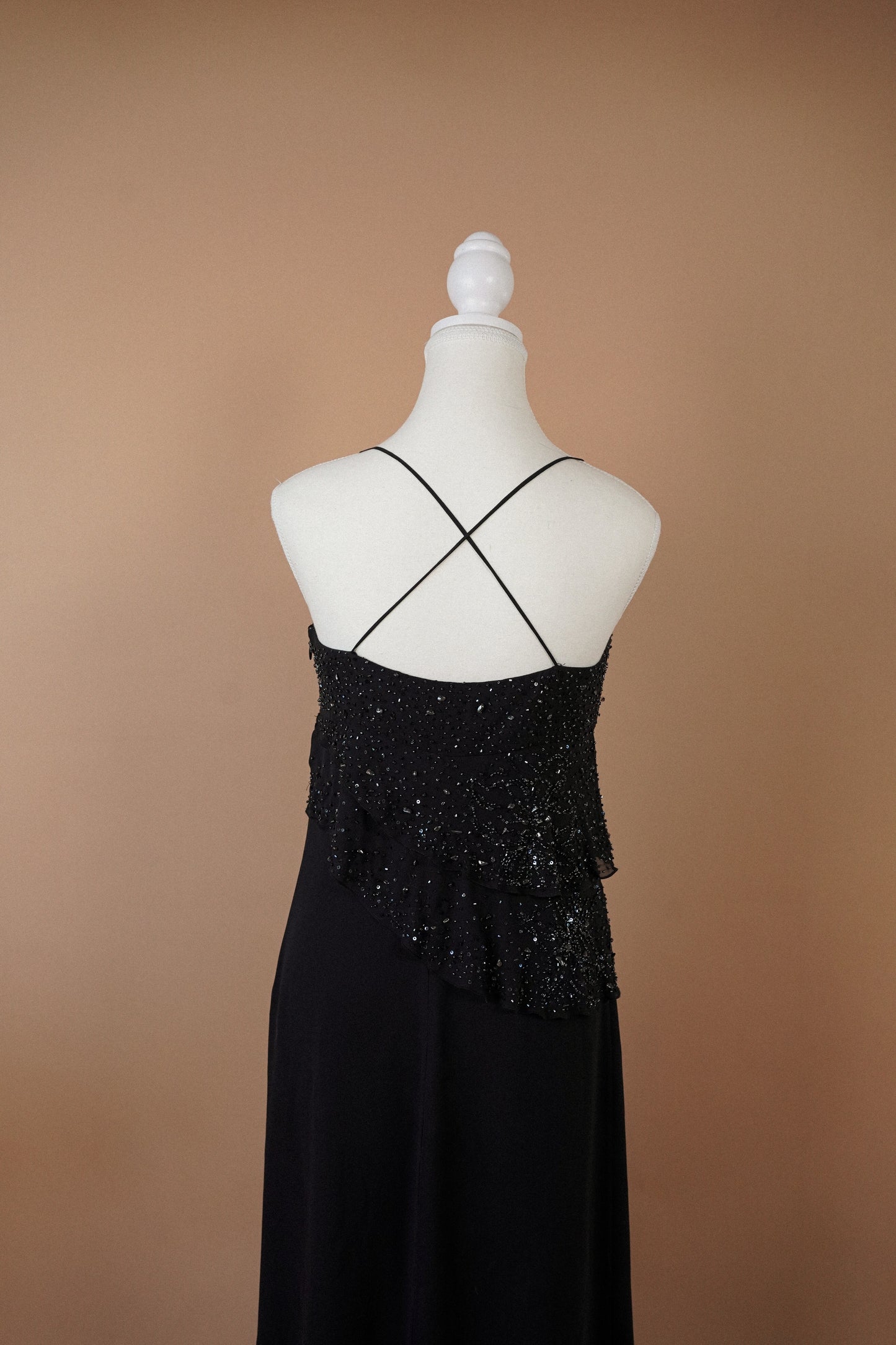 Valentino Roma Black Beaded Silk Slip Dress (M)