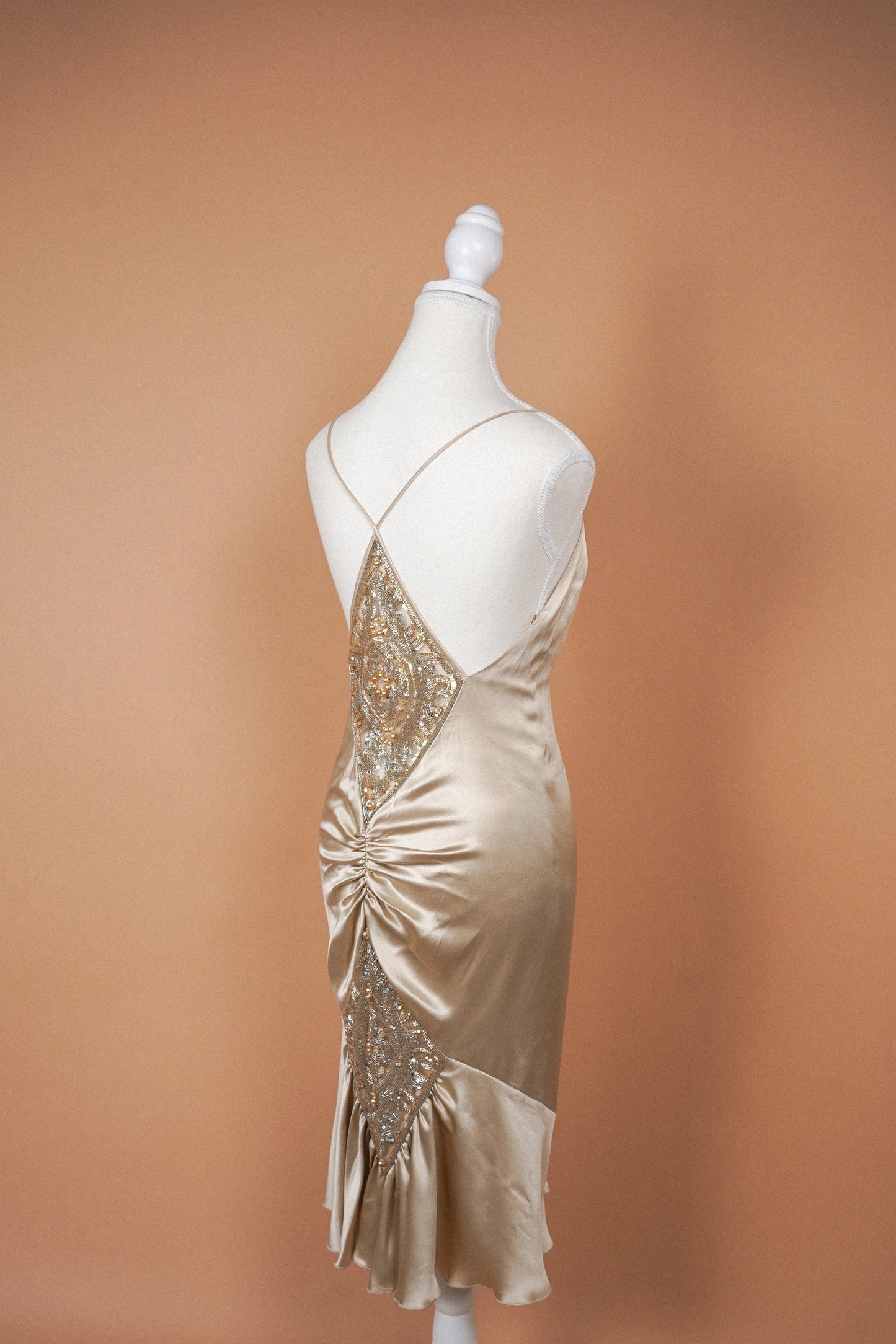Valentino FW 2004 Runway Silk Beaded Slip Dress (S-M)