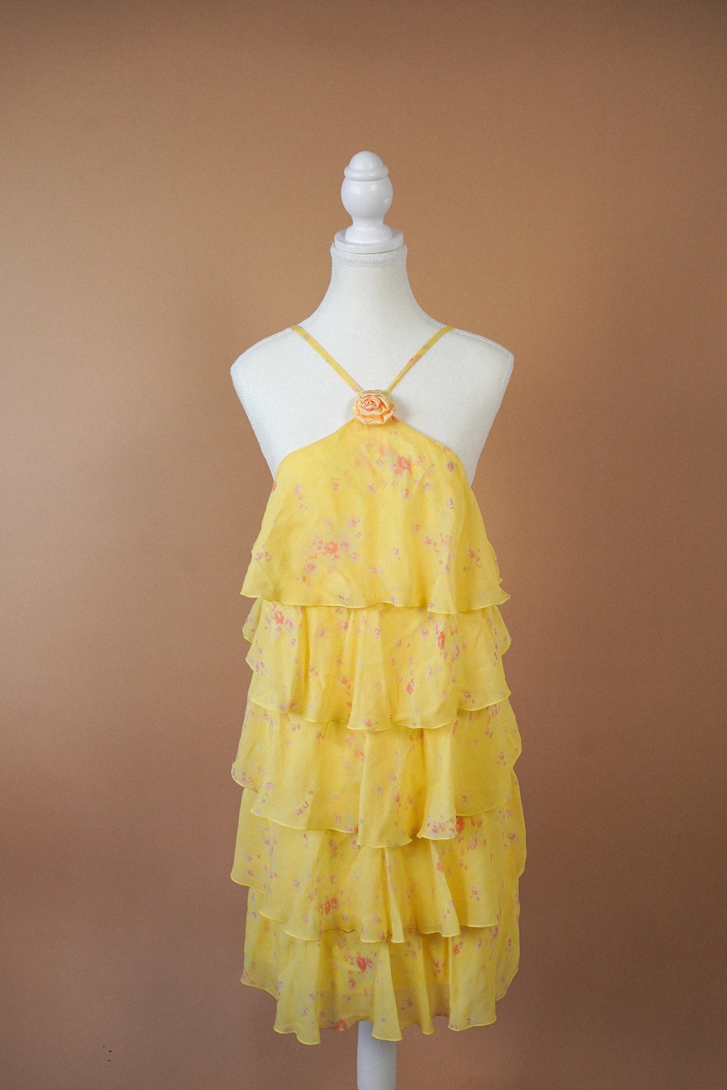 Blumarine New Yellow Floral Ruffle Dress (M)