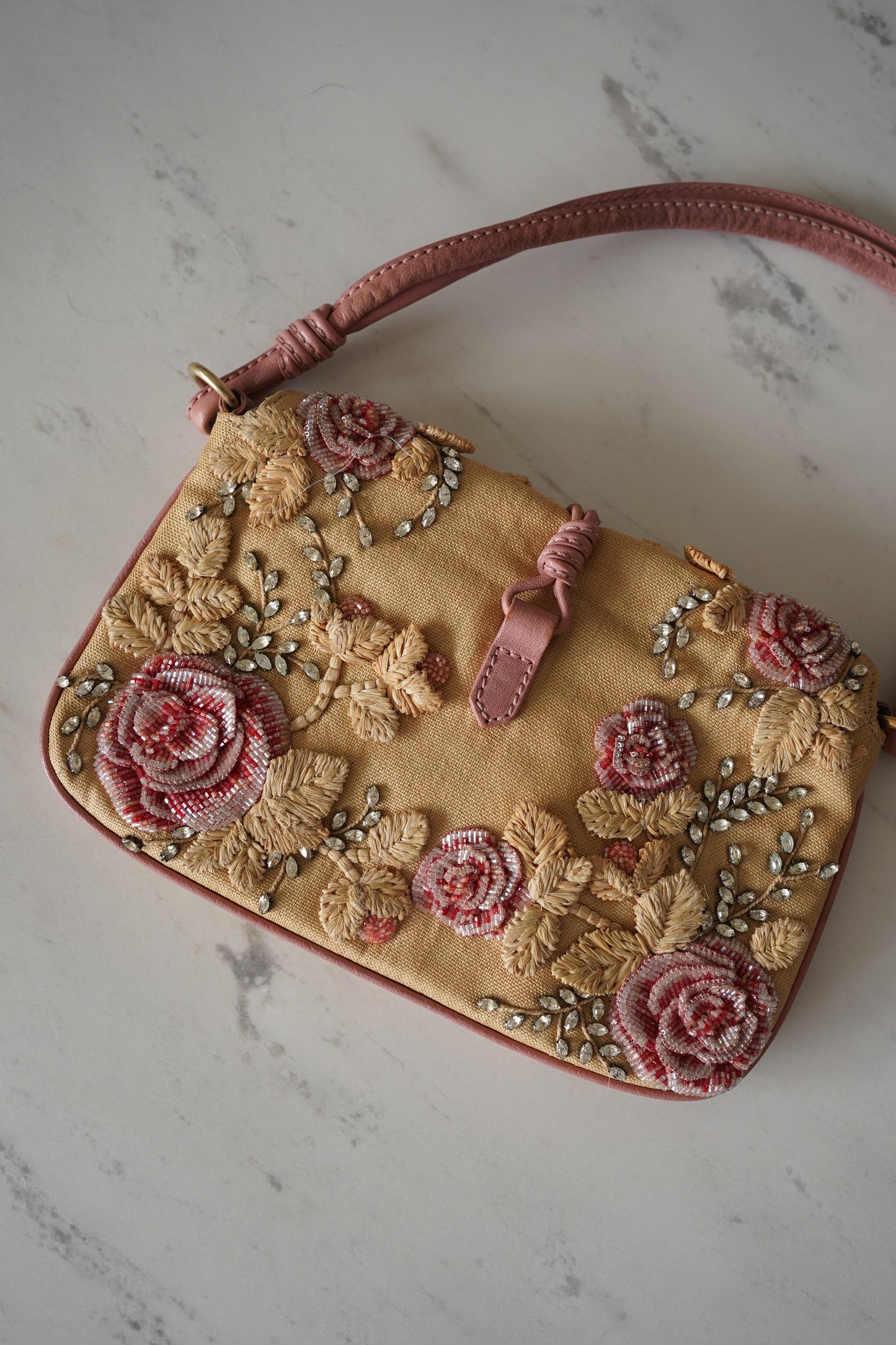 Valentino Garavani Floral Beaded Shoulder Bag