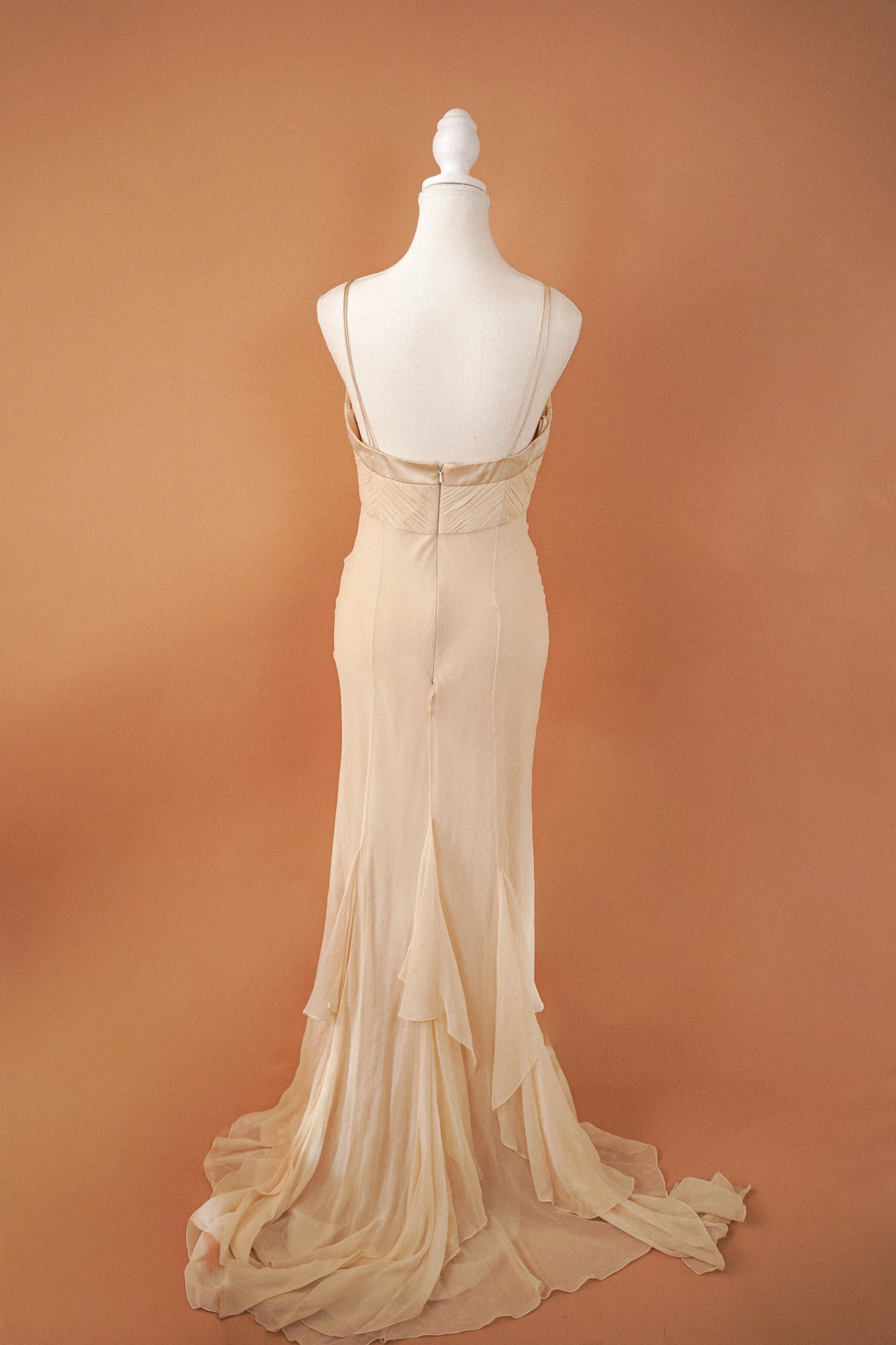 Badgley Mischka Silk Ivory Gown (M)