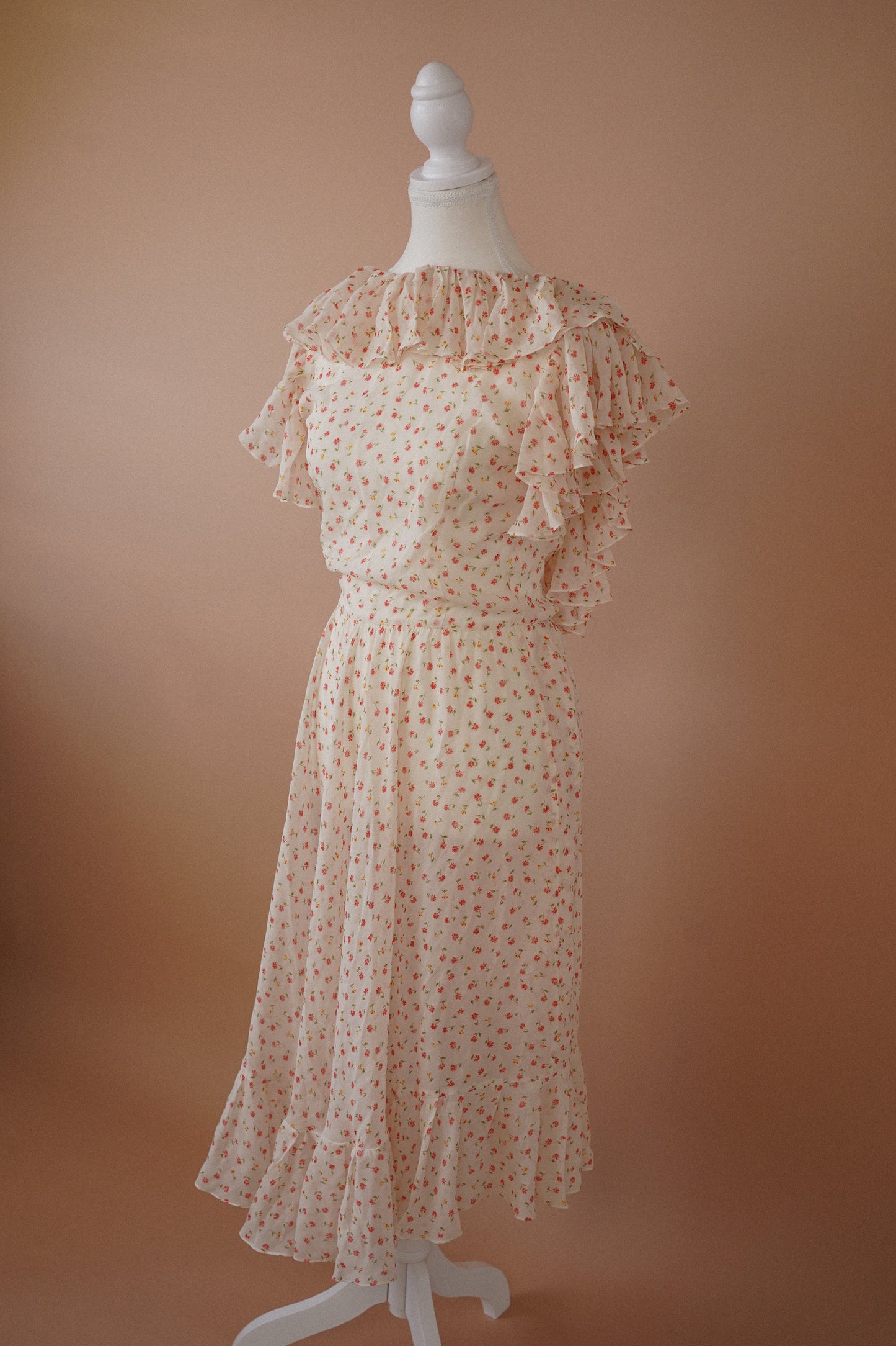 DOLCE & GABBANA Sheer Floral Ruffle Wrap Dress (S)