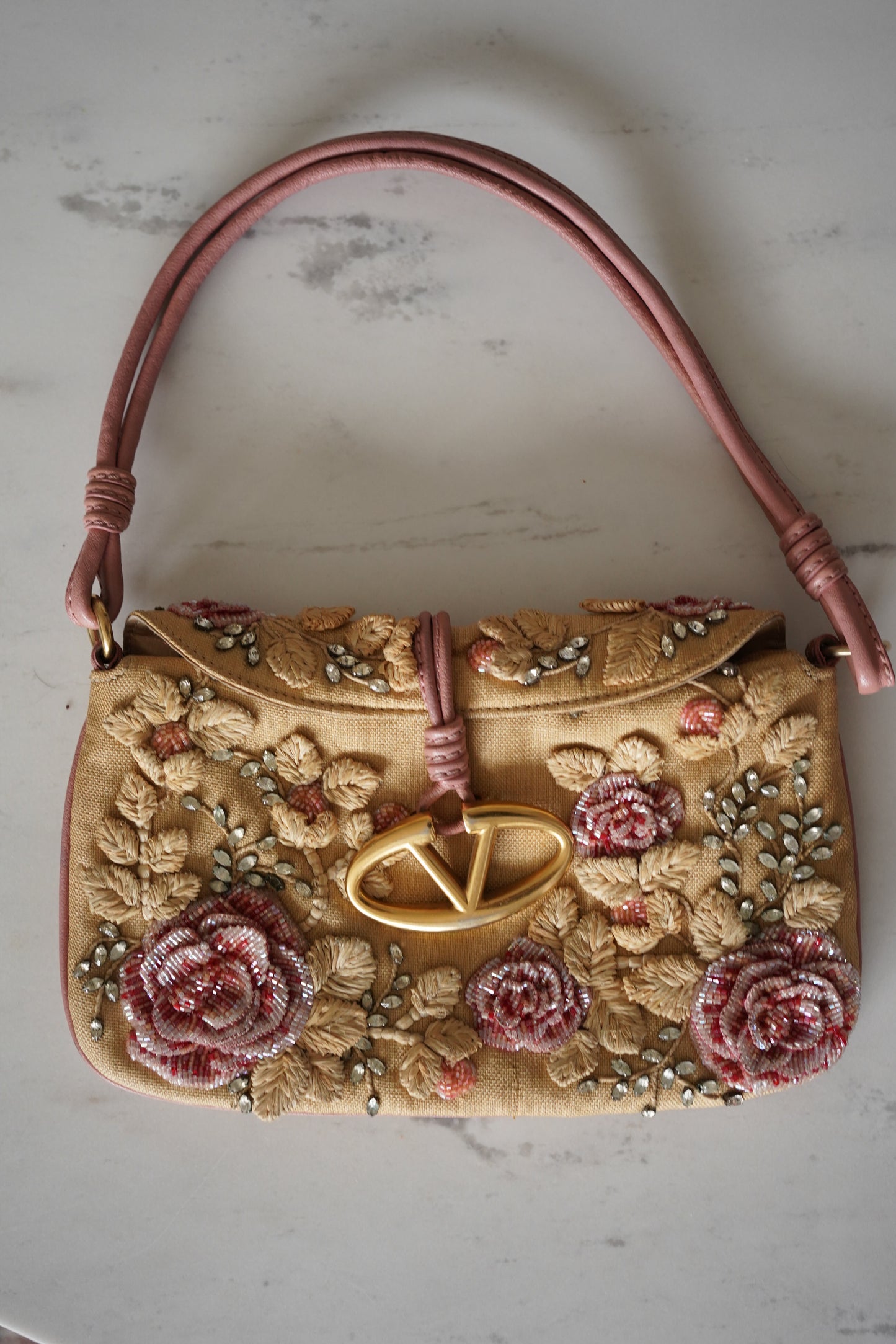Valentino Garavani Floral Beaded Shoulder Bag