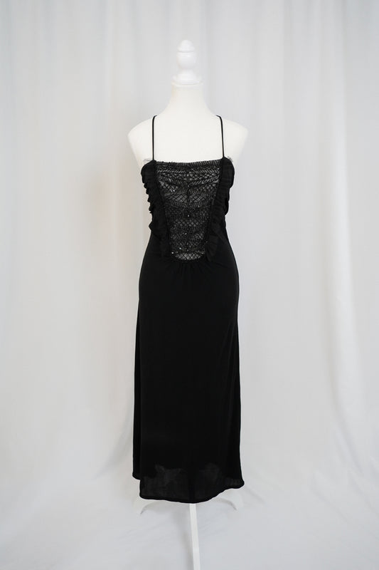 Valentino Roma Black Beaded Corset Evening Gown | Early 2000s
