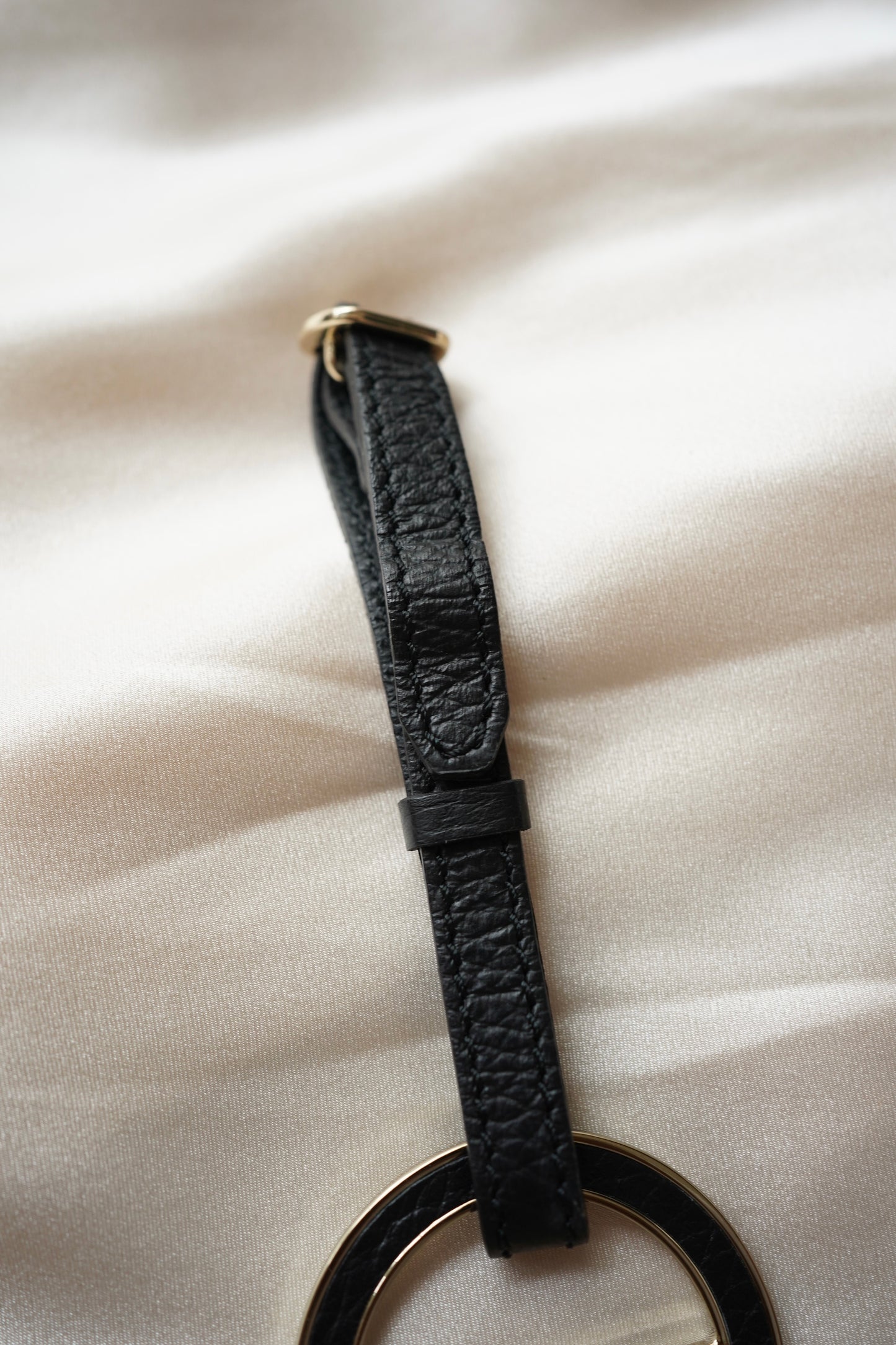 Gianni Versace Black Leather Medusa Keychain/Charm