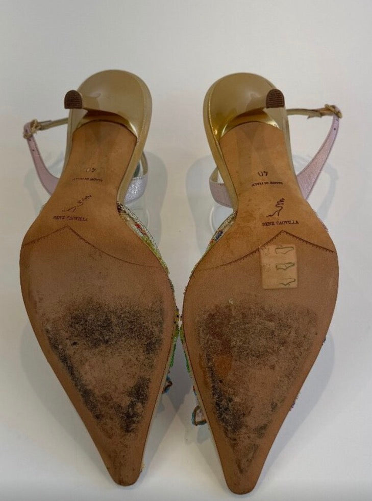 René Caovilla Vintage Beaded Butterfly Heels - Cinderella