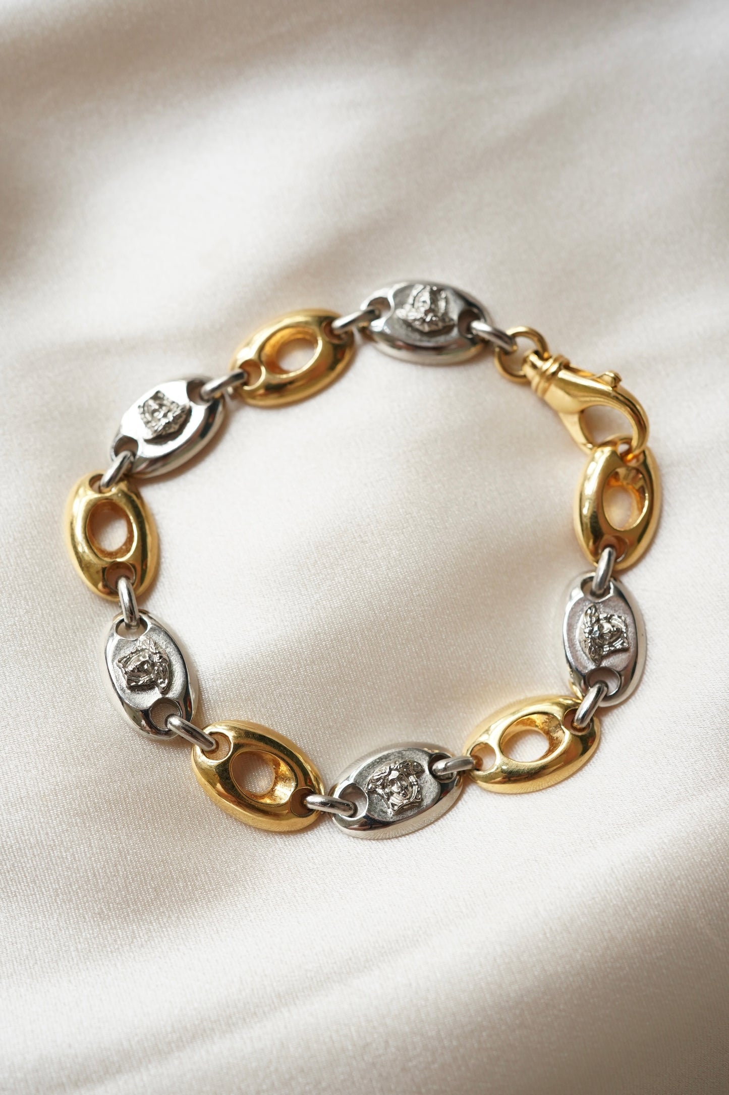 Vintage Gianni Versace Medusa Oval Two-Tone Bracelet