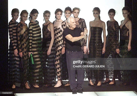 Giorgio Armani FW 1999 Runway Black Sequin Evening Gown — Runway group reference photograph showing black evening looks