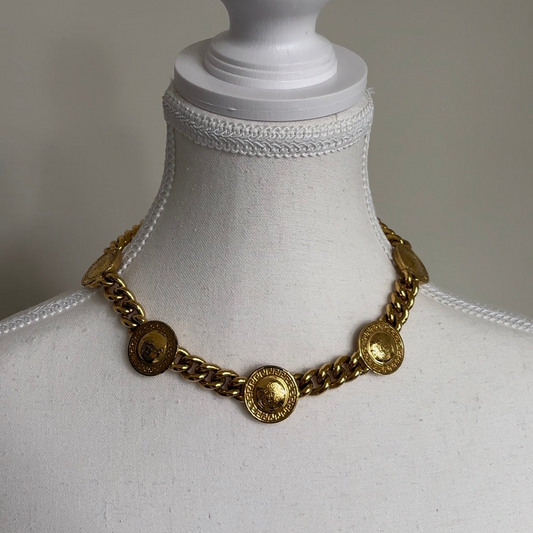 Gianni Versace Gold Medusa Medallion Collar Necklace
