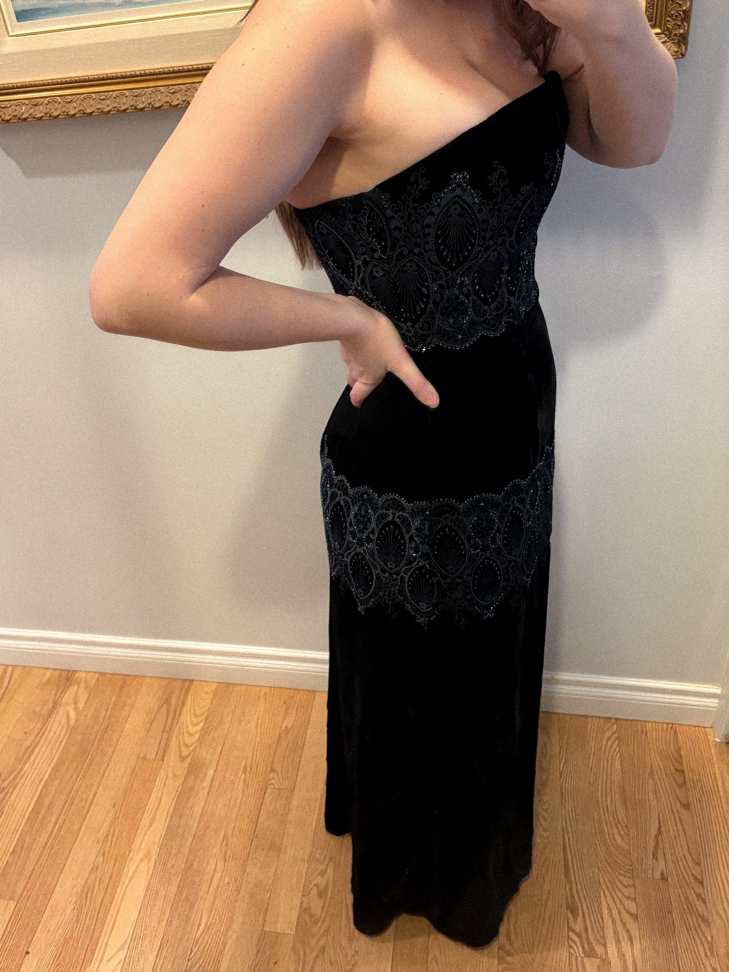 Vintage Bob Mackie Black Devoré Velvet Gown