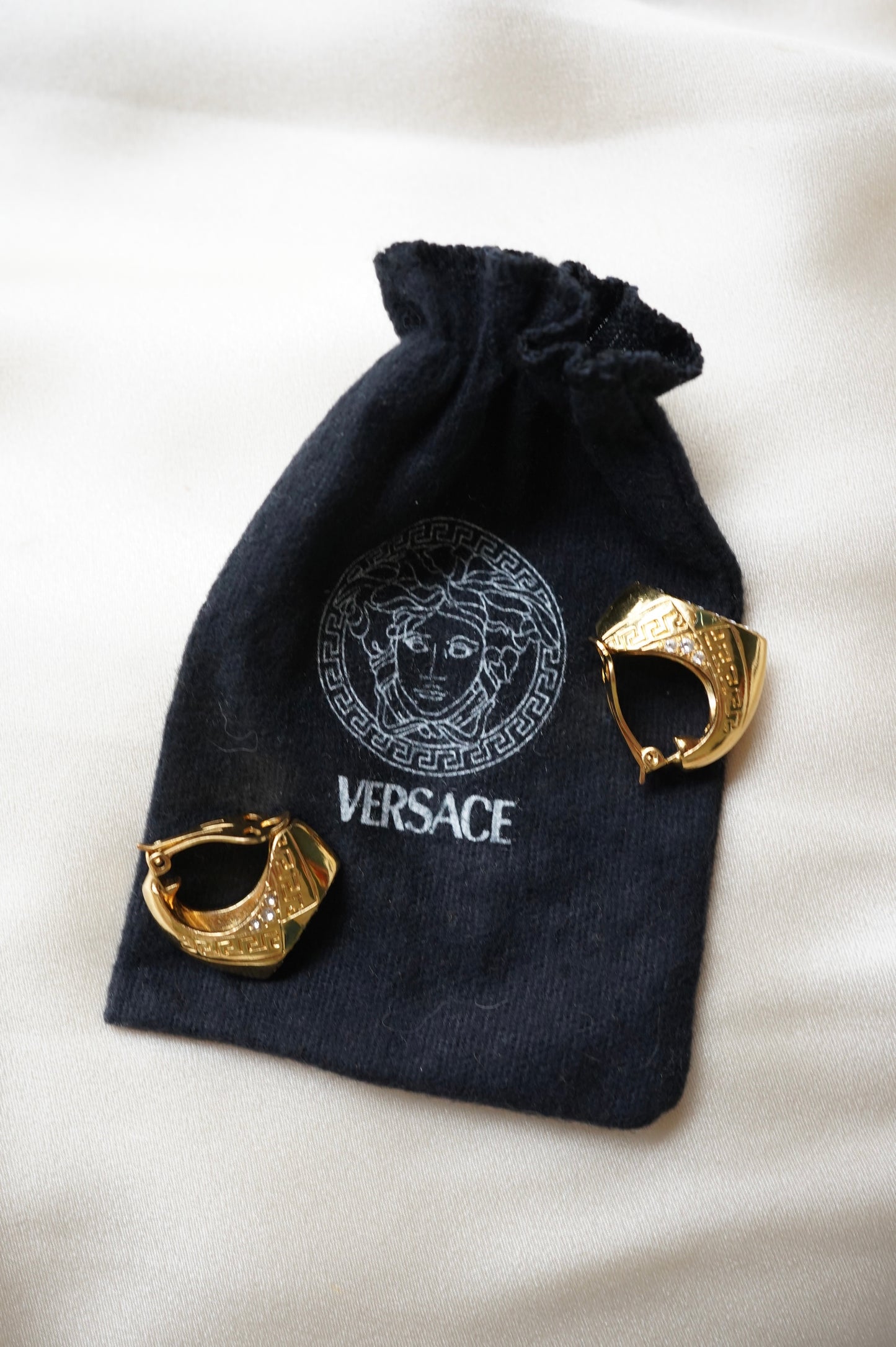 Vintage Gianni Versace Geometric Rhinestone Earrings