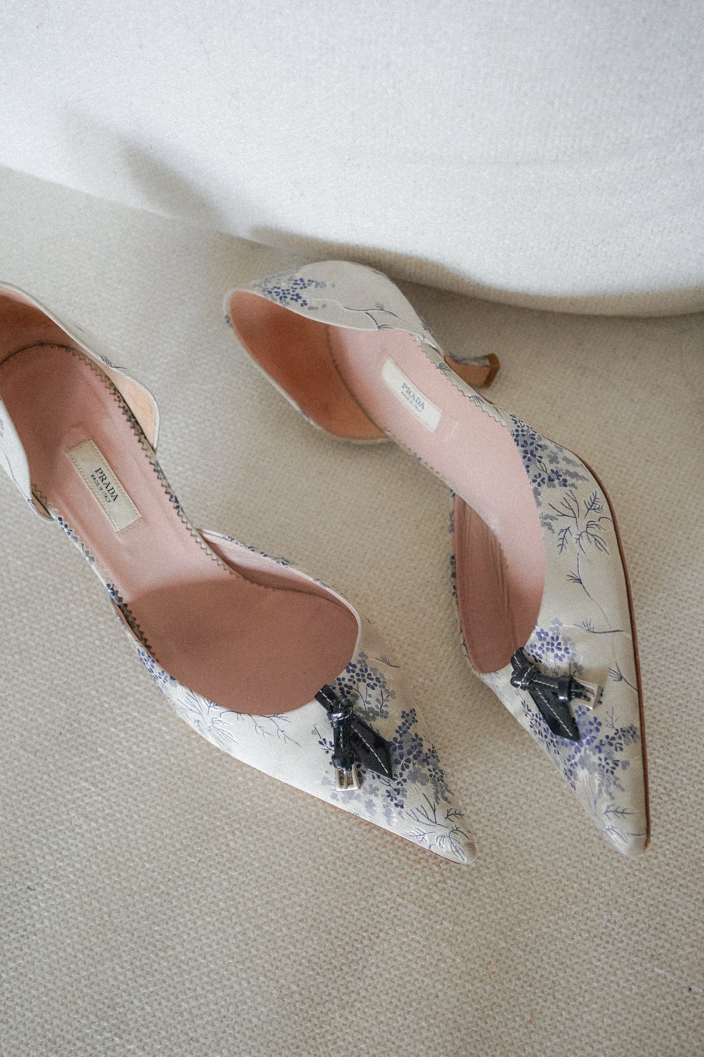 PRADA Floral Silk D’Orsay Kitten Heels (39.5)