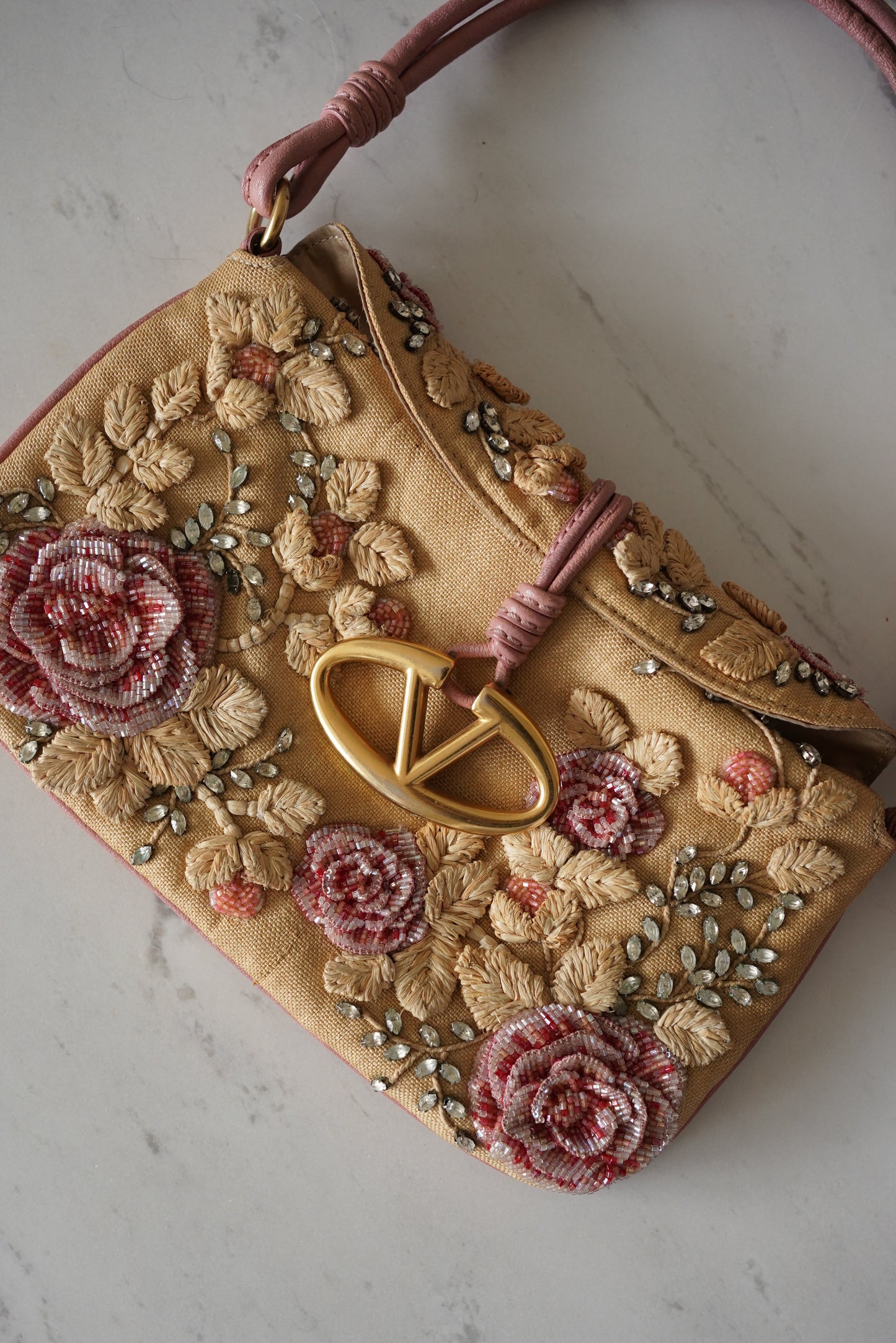 Valentino Garavani Floral Beaded Shoulder Bag