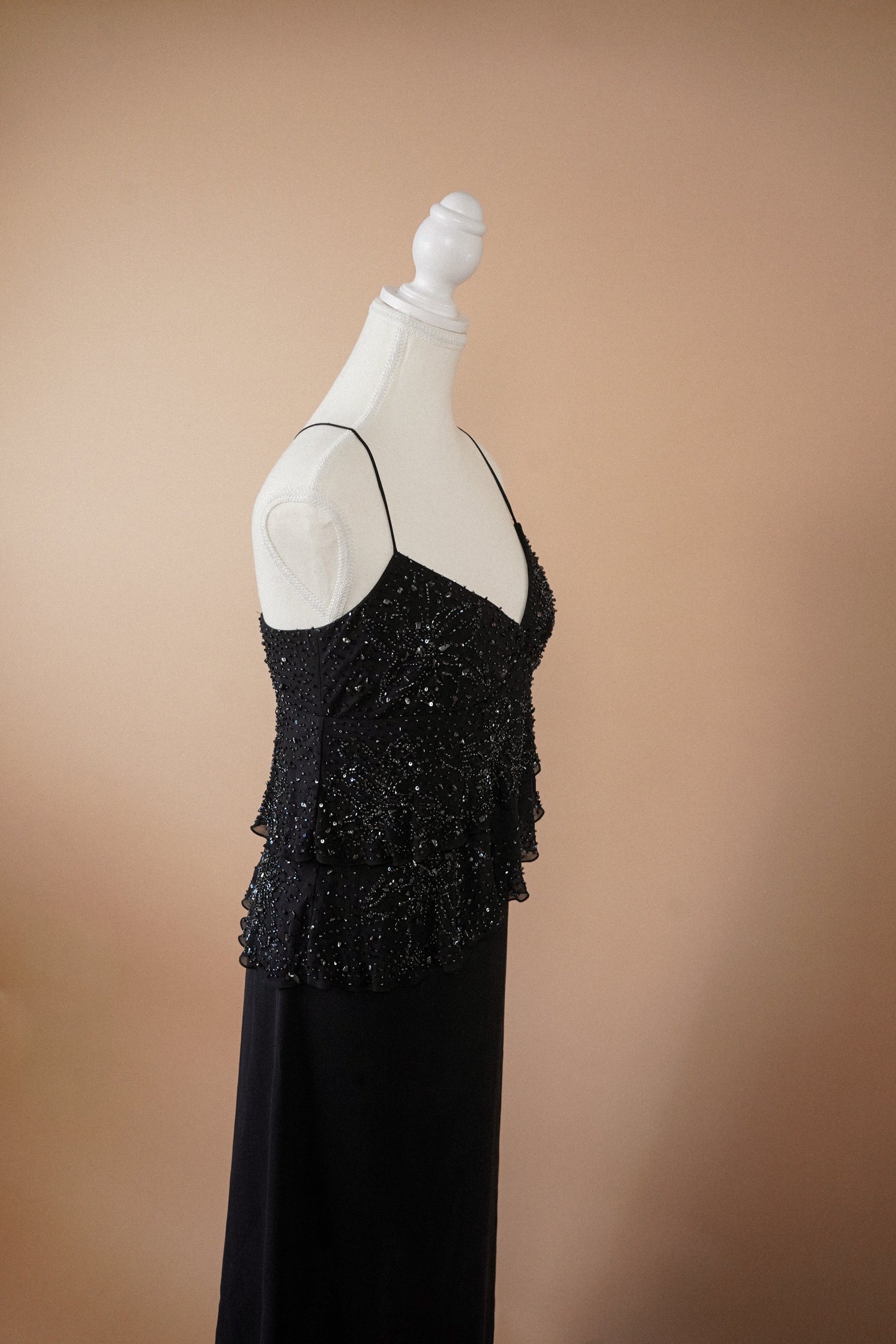 Valentino Roma Black Beaded Silk Slip Dress (M)