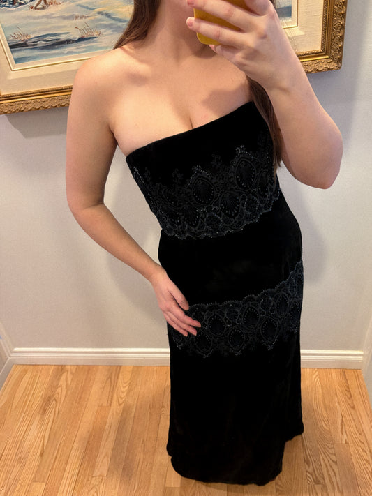 Vintage Bob Mackie Black Devoré Velvet Gown