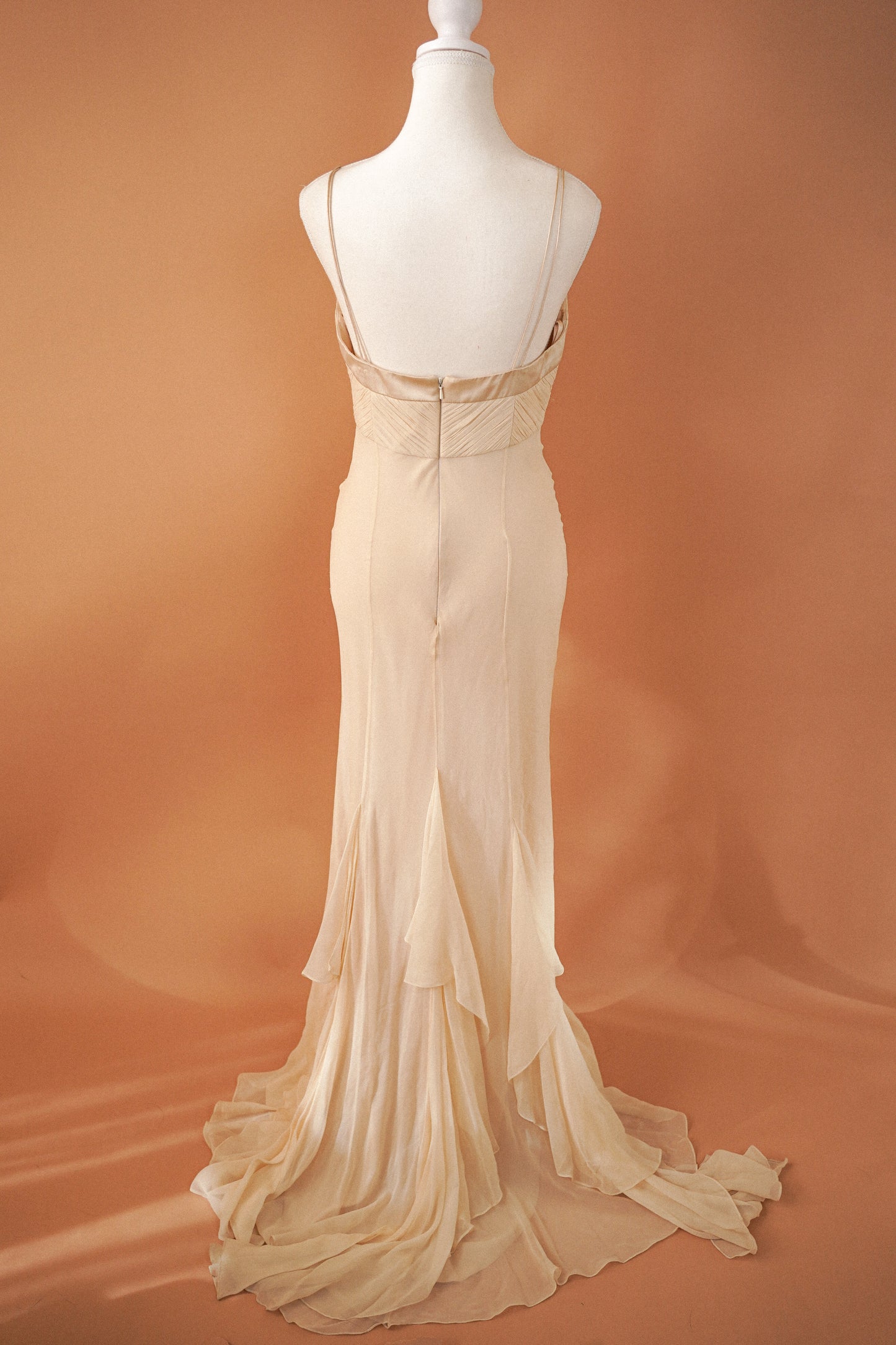 Badgley Mischka Silk Ivory Gown (M)