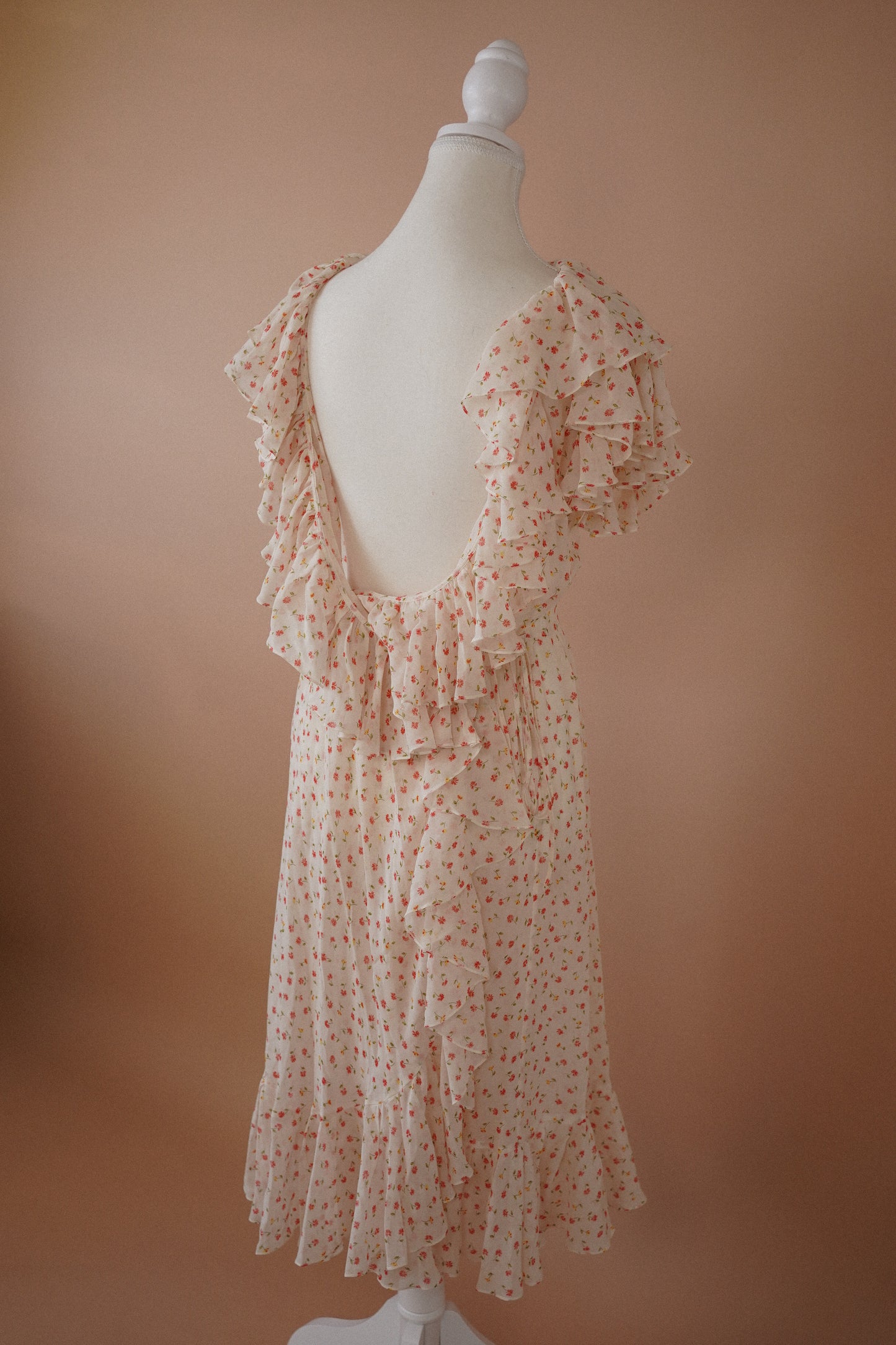 DOLCE & GABBANA Sheer Floral Ruffle Wrap Dress (S)