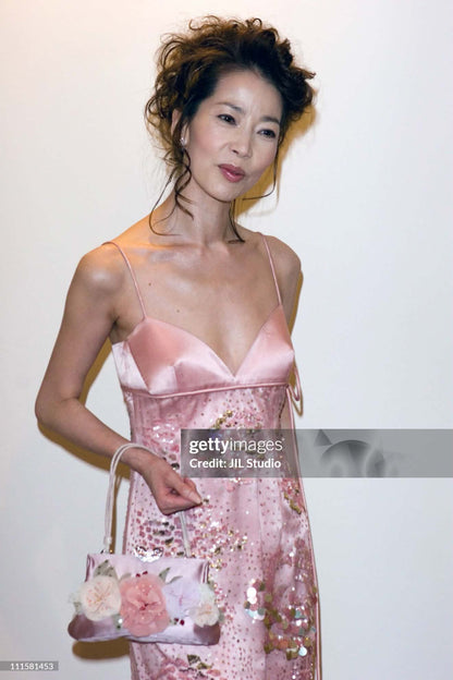 Valentino 00’s Pink Sequin Embellished Evening Gown — Close-up documentary reference photograph of the gown's bodice