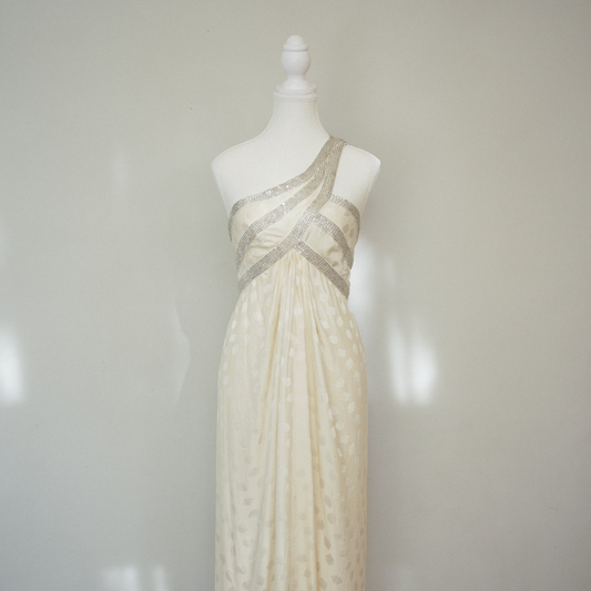 Bob Mackie Grecian Ivory Beaded Gown