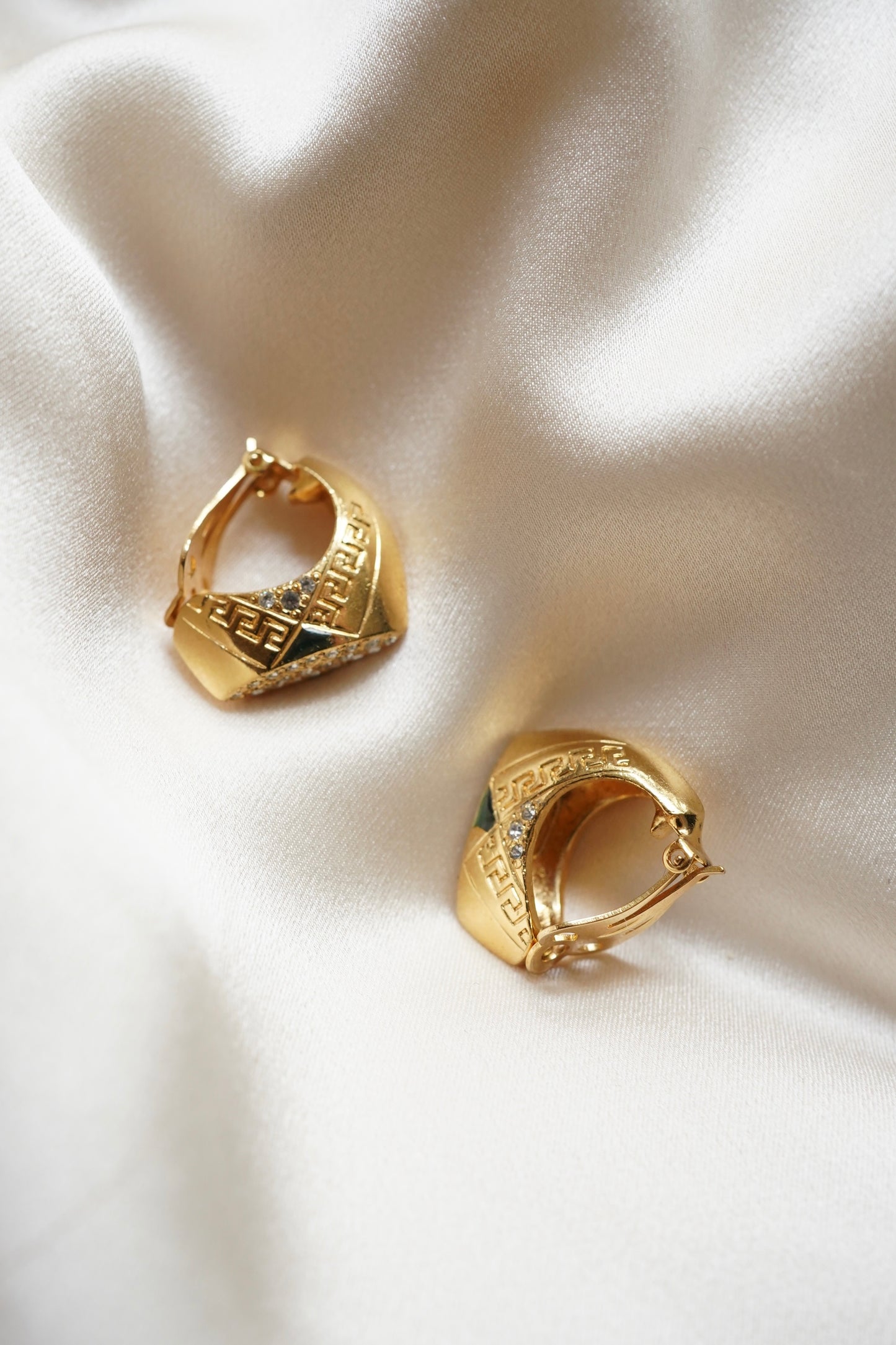 Vintage Gianni Versace Geometric Rhinestone Earrings