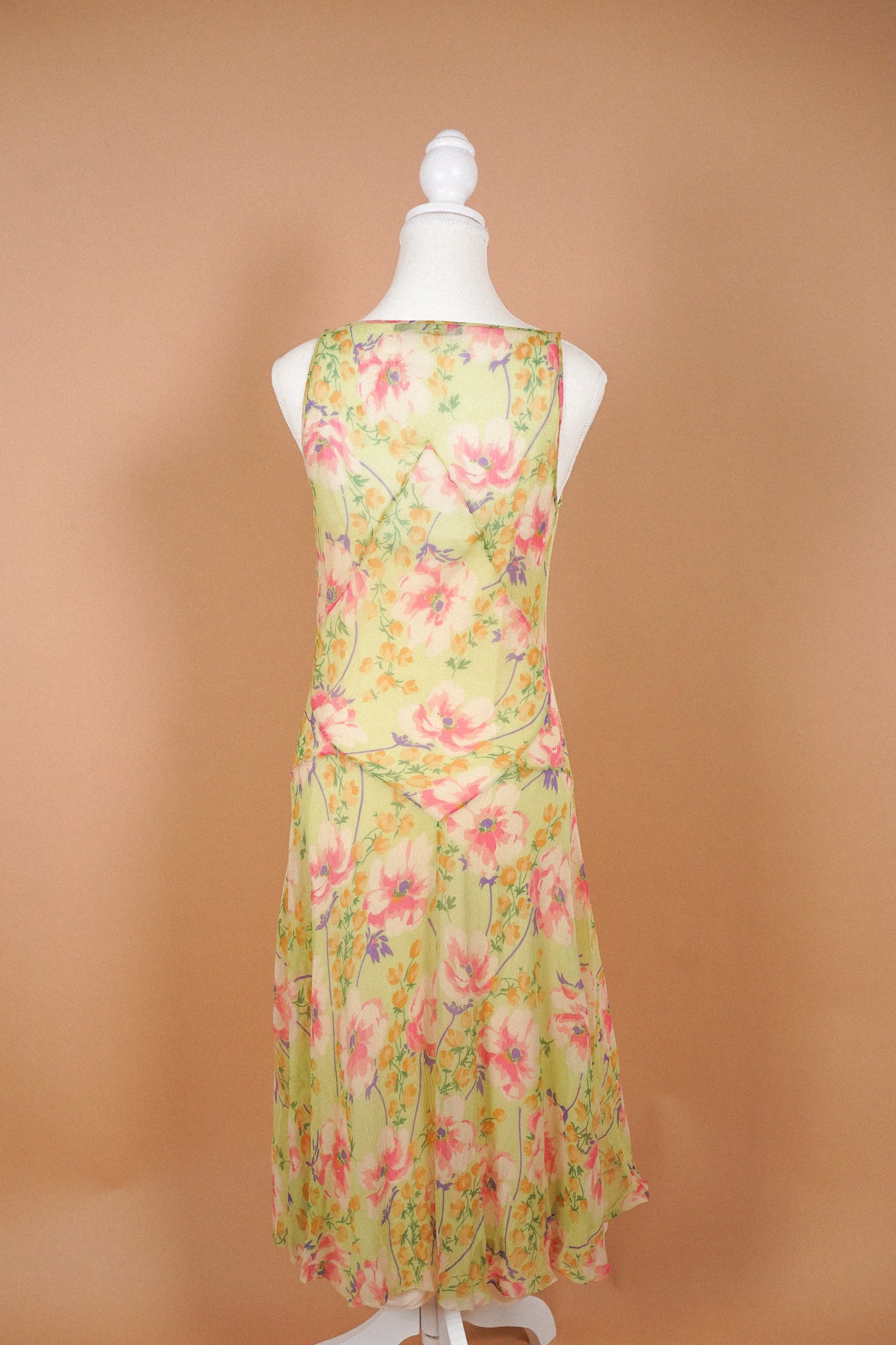 Ralph Lauren Vintage Silk Green Floral Dress (M)