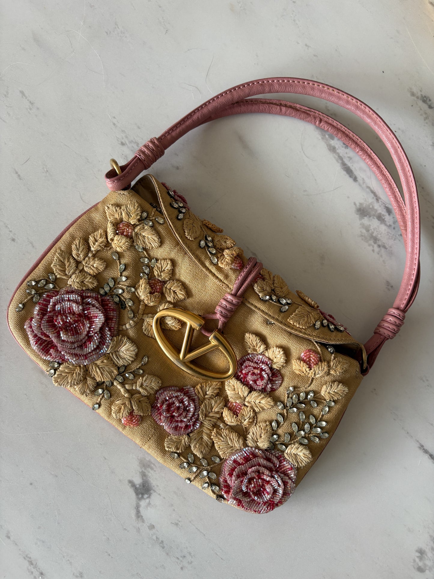 Valentino Garavani Floral Beaded Shoulder Bag