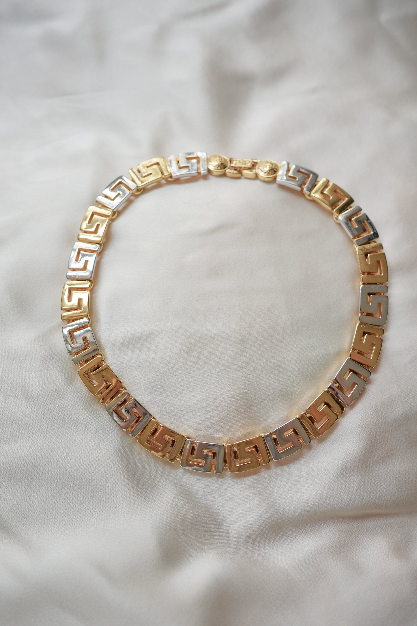 Gianni Versace Two-Tone Greek Key Medusa Link necklace
