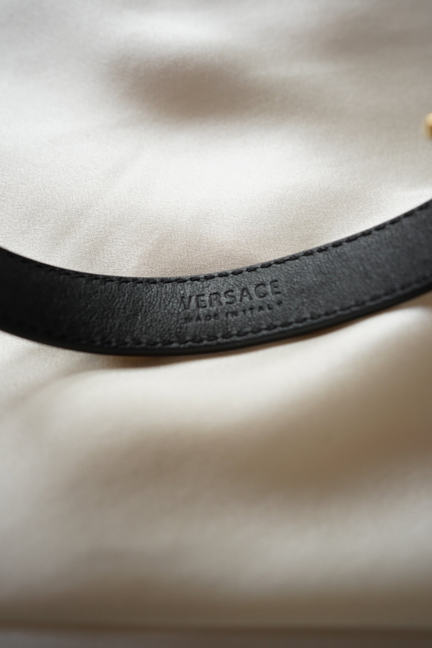 Gianni Versace Black Leather Medusa Button Choker/Bracelet