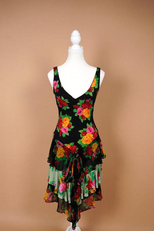 Moschino Couture SS 1993 Floral Ruffle Dress