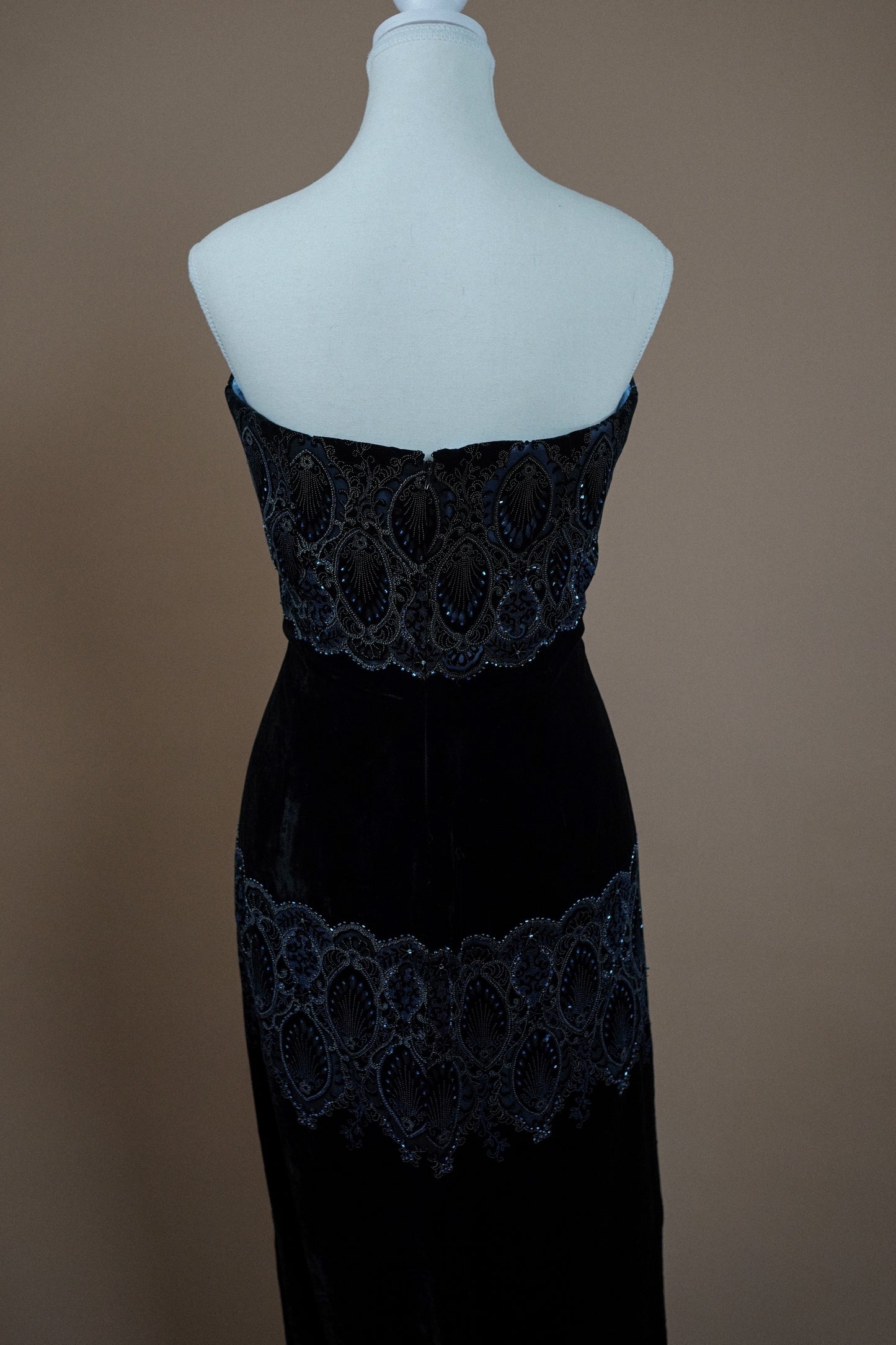 Vintage Bob Mackie Black Devoré Velvet Gown