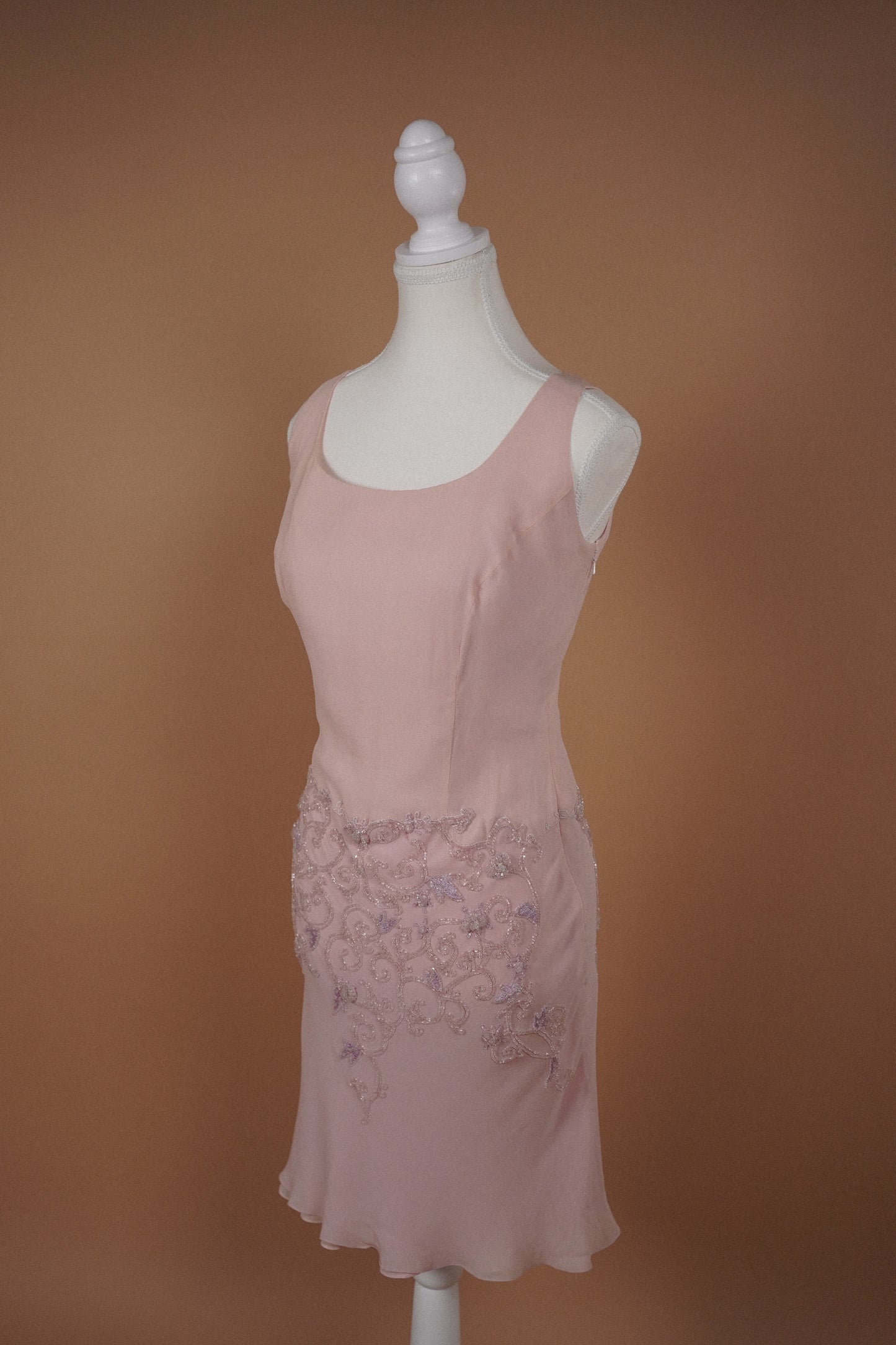 Alberta Ferretti Beaded Pink Dress and Cardigan Set (M-L)