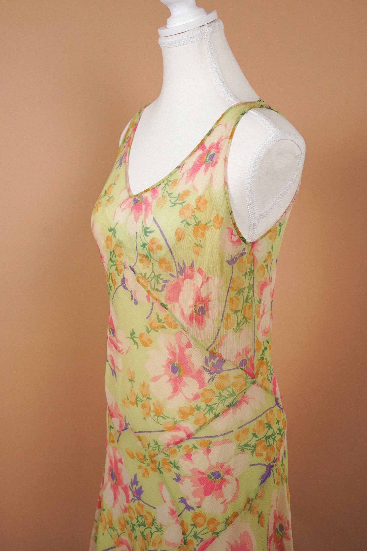 Ralph Lauren Vintage Silk Green Floral Dress (M)