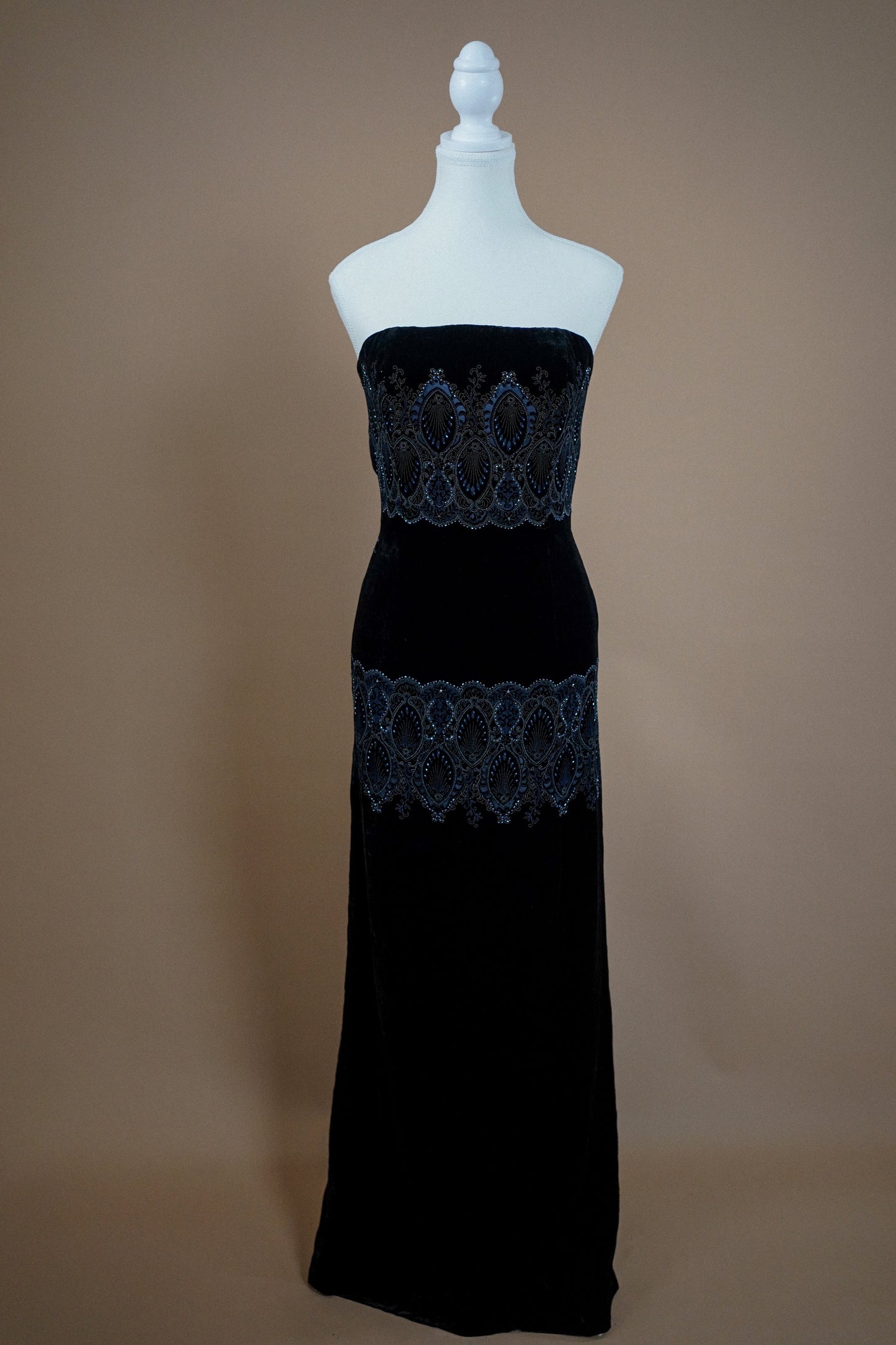 Vintage Bob Mackie Black Devoré Velvet Gown