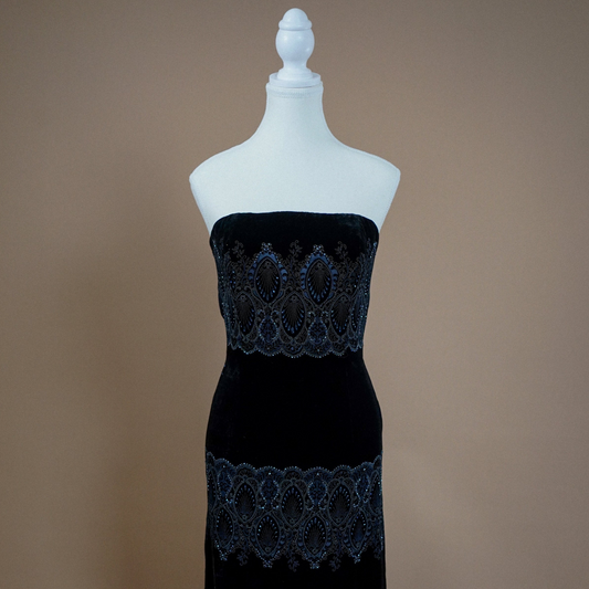 Vintage Bob Mackie Black Devoré Velvet Gown