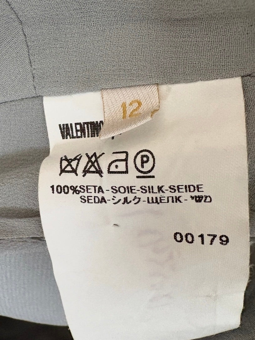 Valentino Dove Grey Silk One-Shoulder Dress (L)