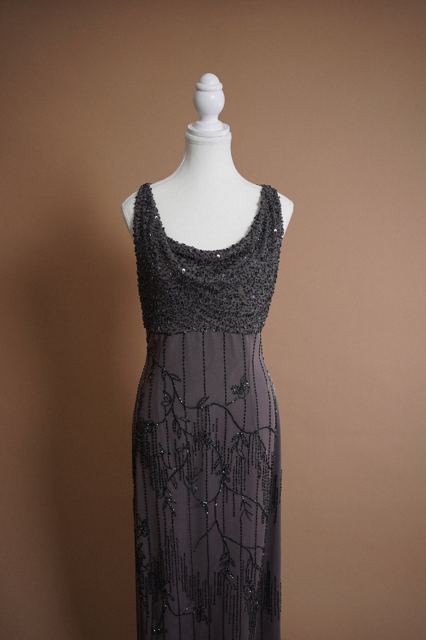 Beaded Bob Mackie Smokey Purple Gown