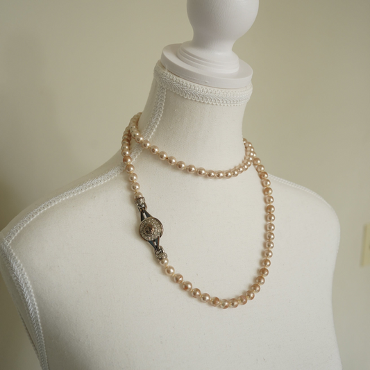 Gianni Versace Faux Pearl and Crystal Medusa Necklace