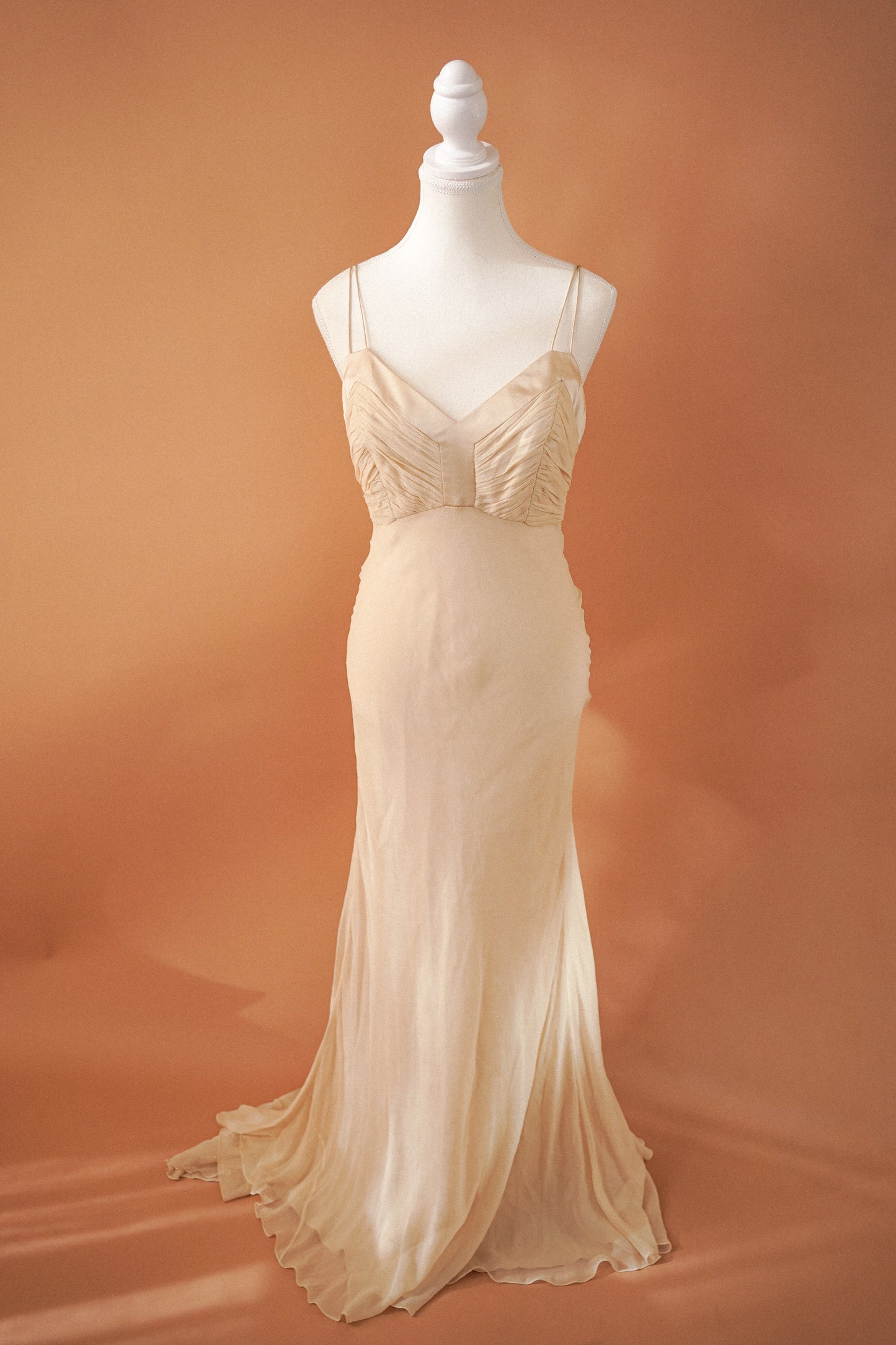 Badgley Mischka Silk Ivory Gown (M)