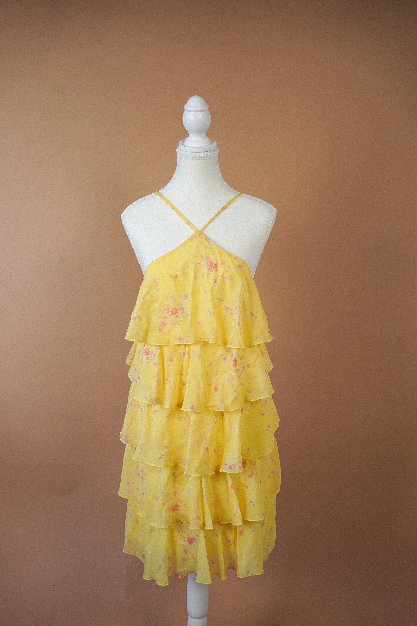 Blumarine New Yellow Floral Ruffle Dress (M)
