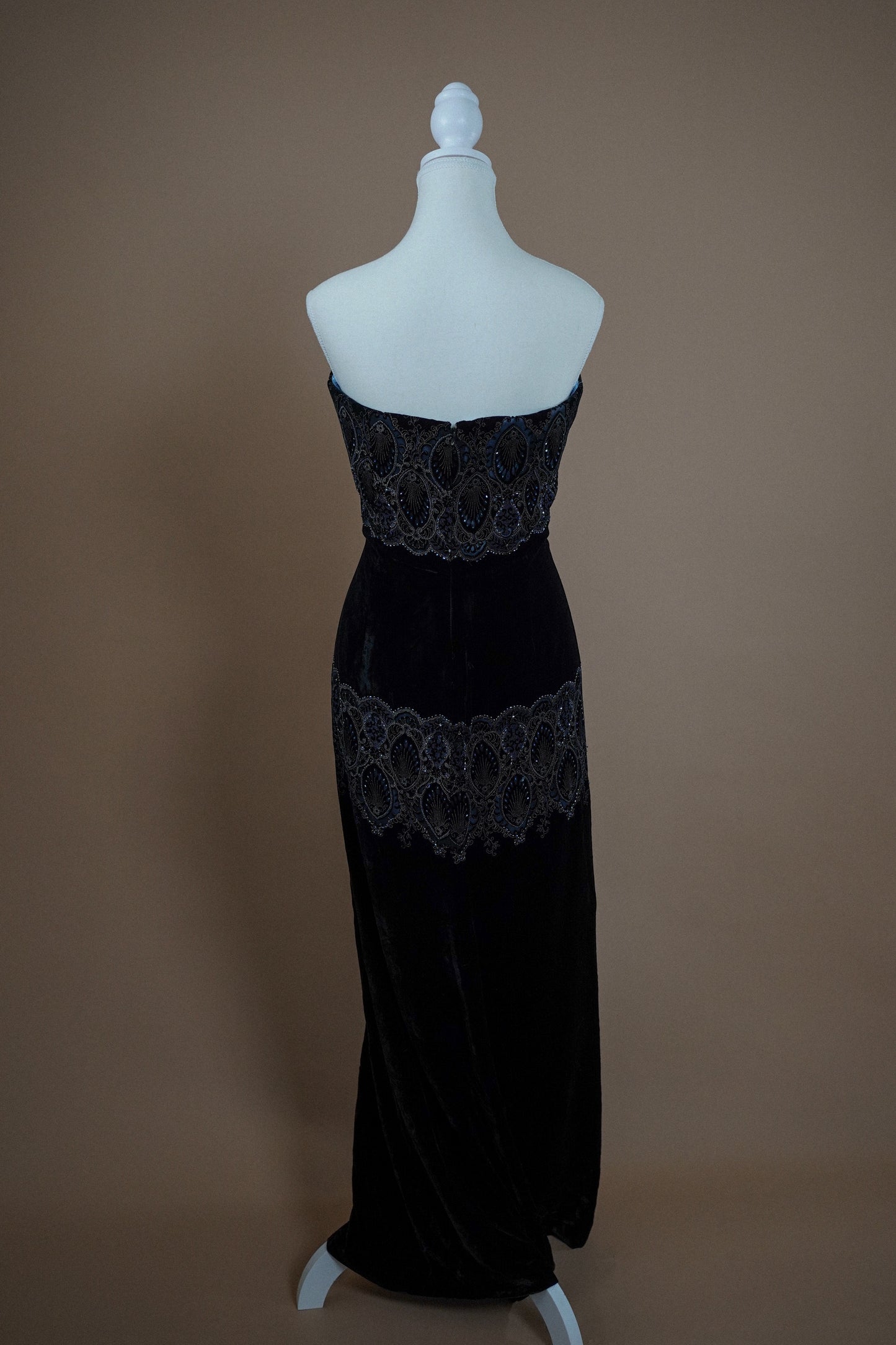 Vintage Bob Mackie Black Devoré Velvet Gown
