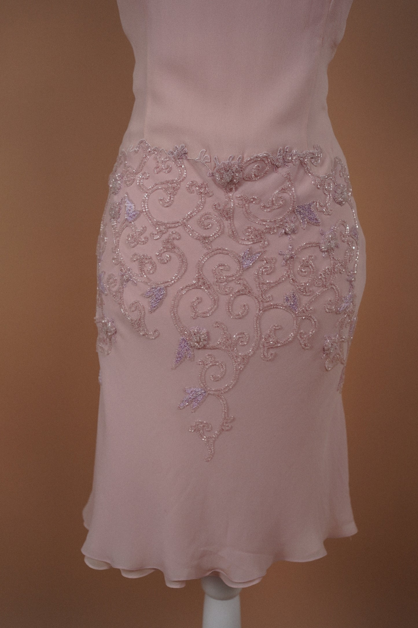 Alberta Ferretti Beaded Pink Dress and Cardigan Set (M-L)