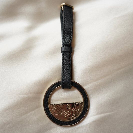 Gianni Versace Black Leather Medusa Keychain/Charm