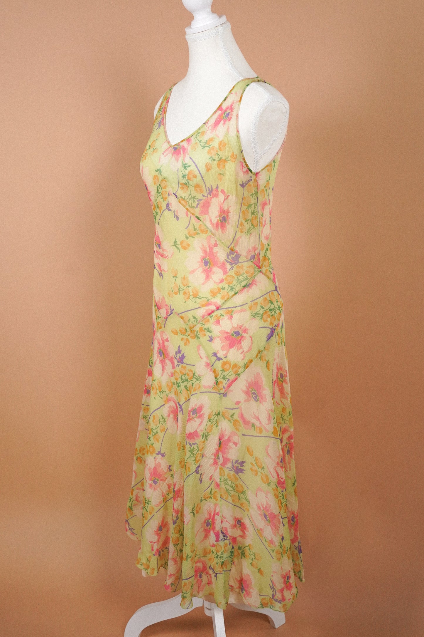 Ralph Lauren Vintage Silk Green Floral Dress (M)