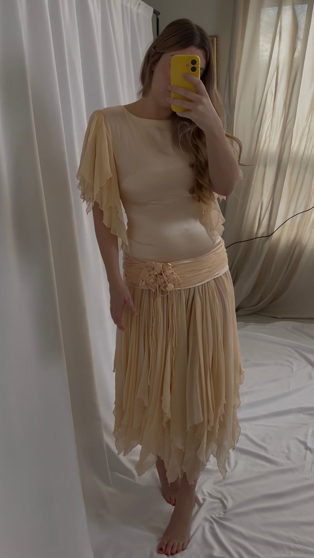 Peach Vintage Silk Dress