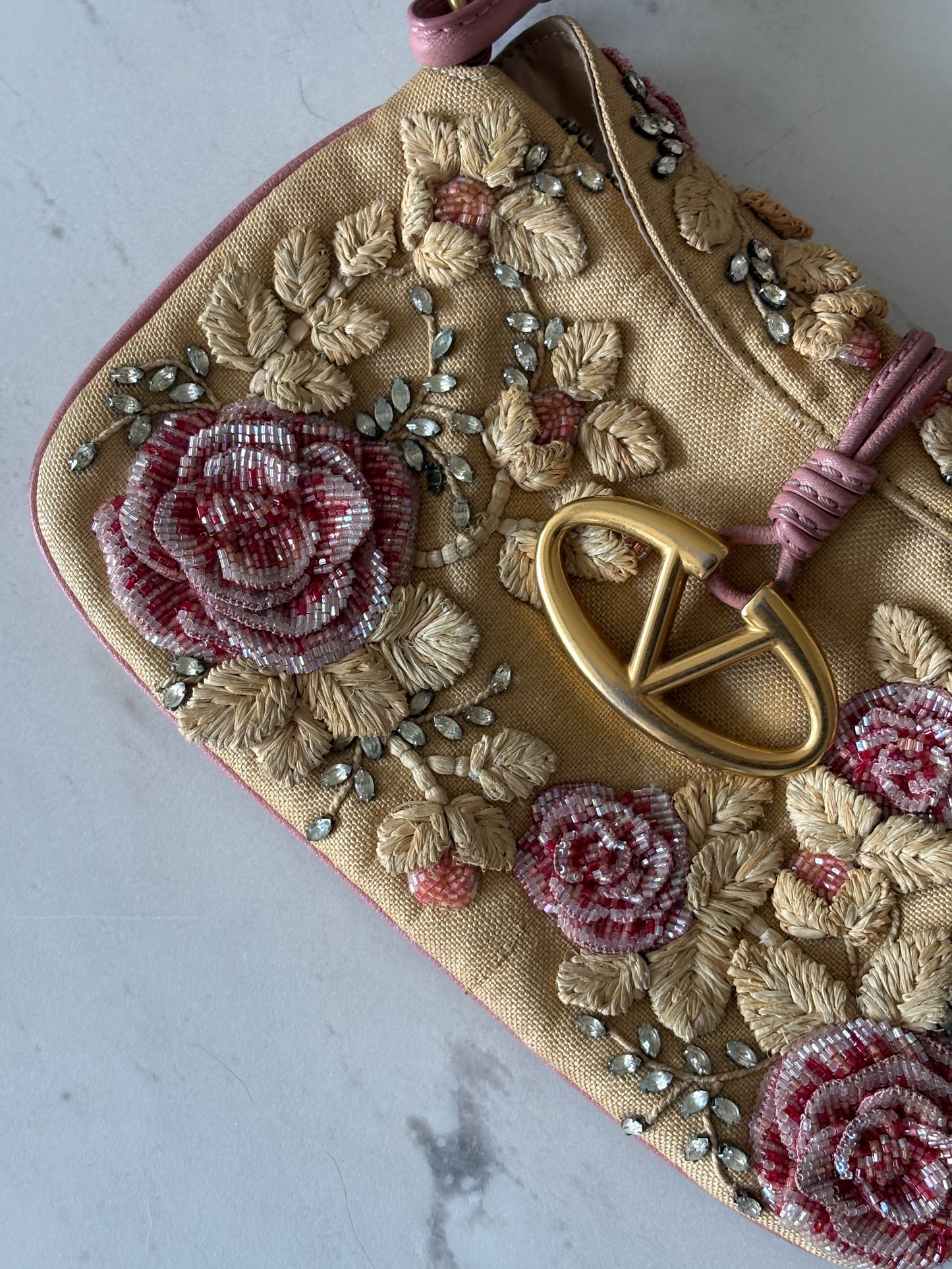 Valentino Garavani Floral Beaded Shoulder Bag